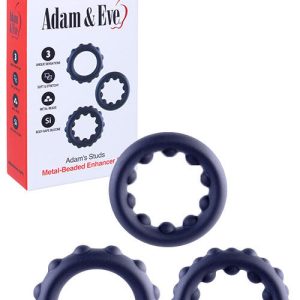 Adam and Eve Adams Studs 3 Piece Metal Beaded Cock Ring Set