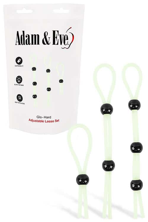 Adam and Eve Glow In The Dark Adjustable Lasso Cock Ring 3 Piece Set Adam and Eve Glow In The Dark Adjustable Lasso Cock Ring 3 Piece Set