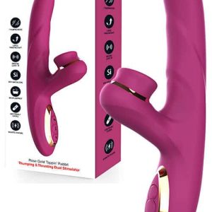 Adam and Eve Rose Gold Tapping & Thrusting 8.8" Rabbit Vibrator