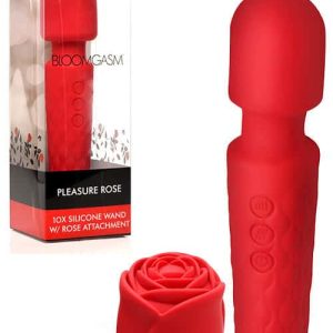 Bloomgasm Pleasure Rose 8" Silicone Wand Massager with Detachable Rose Head
