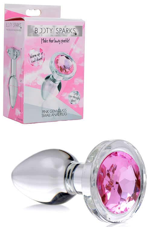Booty Sparks 2.8" Glass Butt Plug with Pink Gem Base | Small Booty Sparks 2.8" Glass Butt Plug with Pink Gem Base | Small