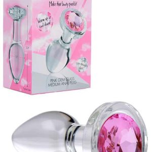 Booty Sparks 3.3" Glass Butt Plug with Pink Gem Base | Medium