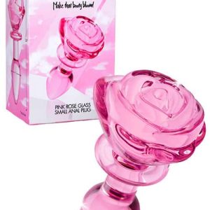 Booty Sparks Pink Rose 4.9" Glass Butt Plug | Small