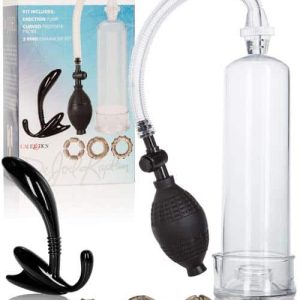Calexotics 7.75" Penis Pump, 4.5" Prostate Massager & 3 Cock Rings