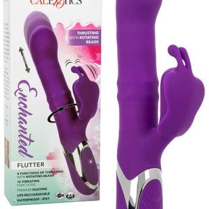 Calexotics Flutter 9.5" Thrusting Beaded Rabbit Vibrator with Fluttering Clitoral Teaser
