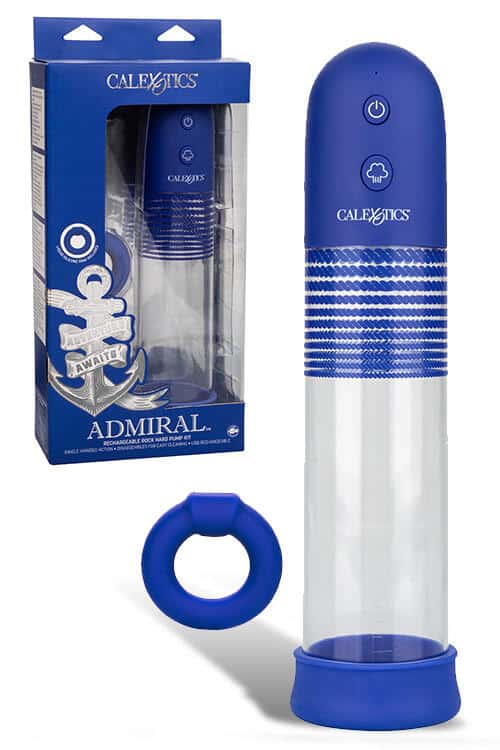 Calexotics Rock Hard Admiral 8" Automatic Penis Pump Kit plus Cock Ring Calexotics Rock Hard Admiral 8" Automatic Penis Pump Kit plus Cock Ring