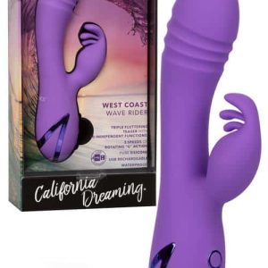 Calexotics Wave Rider 8" Rotating G Spot Rabbit Vibrator with Fluttering Teaser