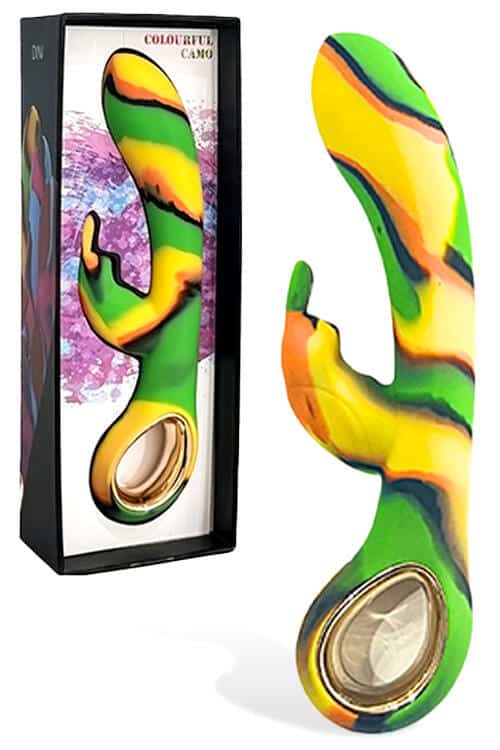 Colourful Camo Dini 7.1" Heated Rabbit Vibrator Colourful Camo Dini 7.1" Heated Rabbit Vibrator