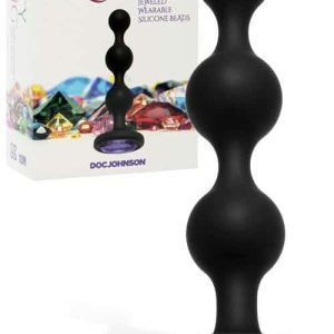 Doc Johnson 4" Wearable Silicone Anal Beads with Jewelled Base