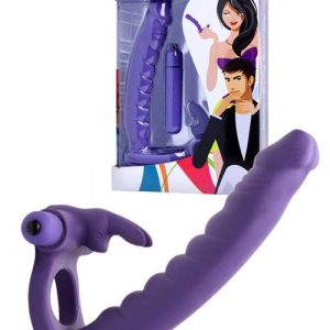 Frisky 6.5" Silicone Double Penetration Vibrating Rabbit Cock Ring