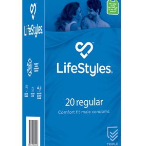 Lifestyles Regular 20 Pack Comfort Fit Latex Condoms
