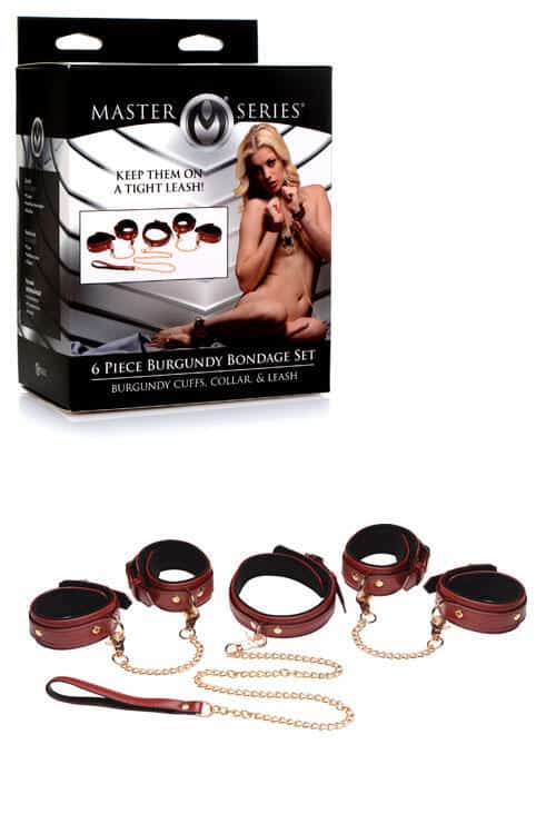 Master Series 6 Piece Classic Burgundy Bondage Set Master Series 6 Piece Classic Burgundy Bondage Set