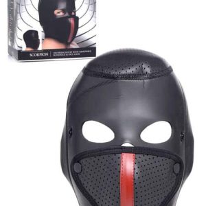 Master Series Scorpion Neoprene Bondage Hood with Removable Blindfold & Face Mask