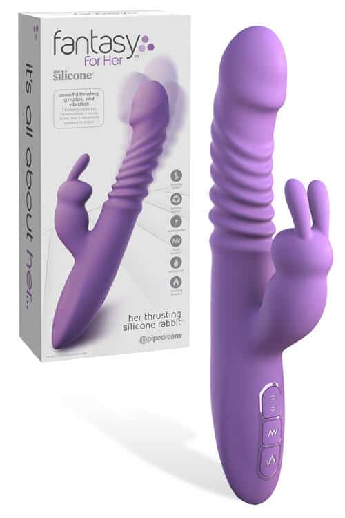 Pipedream Thrusting 9.5" Rabbit Vibrator With Heat Function Pipedream Thrusting 9.5" Rabbit Vibrator With Heat Function