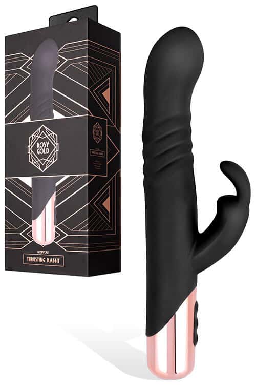 Rosy Gold Nouveau 9.4" Thrusting Rabbit Vibrator Rosy Gold Nouveau 9.4" Thrusting Rabbit Vibrator