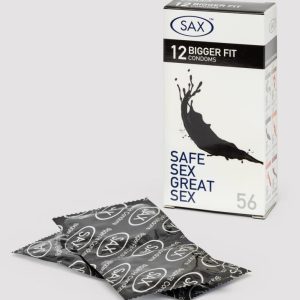 SAX Bigger Fit 56mm Latex Condoms (12 Pack)